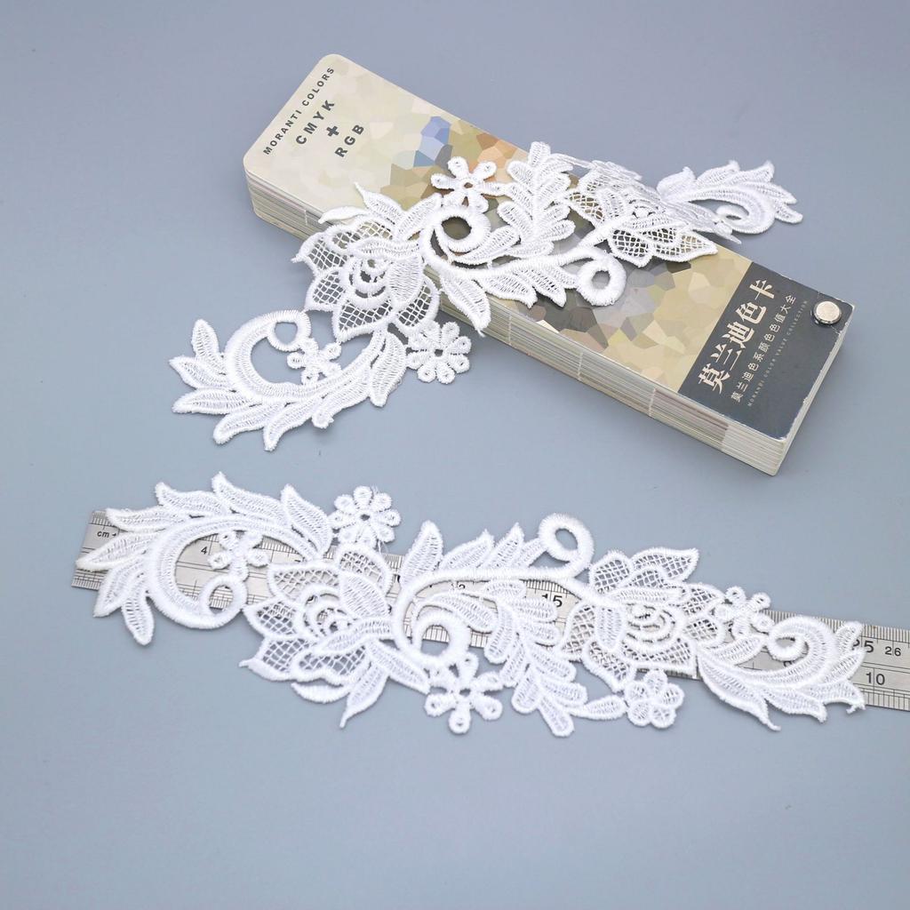 White Water-Soluble Lace Cloth Sticker Hollow Flower Embroidery Flower Accessories Handmade Diy Wedding Headgear Decoration Material
