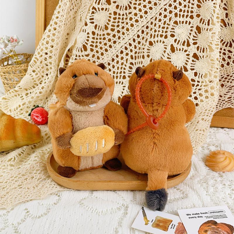 Cute Creative Groundhog Plush Pendant Cartoon Stuffed Animal Doll Keychain Backpack Hanging Decoration Keyring Gifts