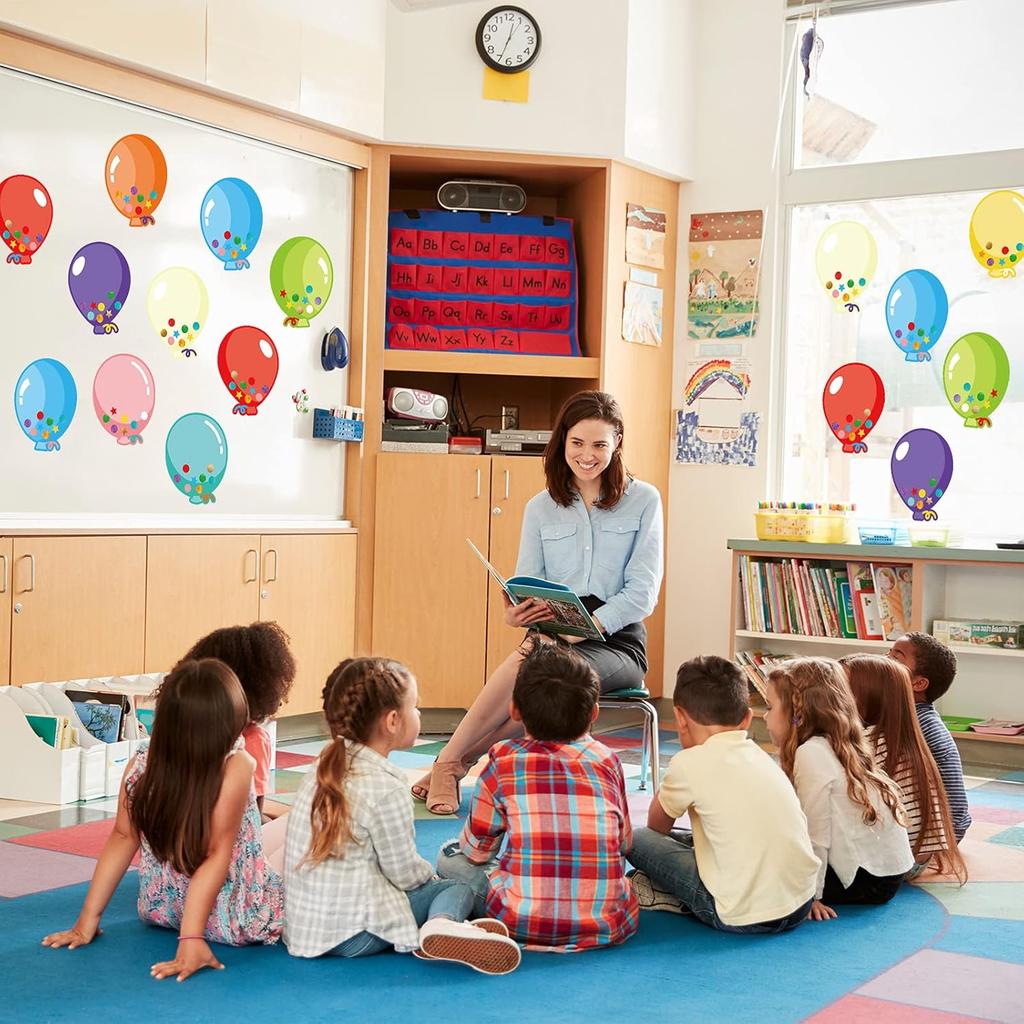 Zonon 45 Pieces Colorful Balloons Cut-Outs Accent Paper Cutout Bulletin Board Classroom Decoration Balloon Name Tag Label for Teacher Back To School