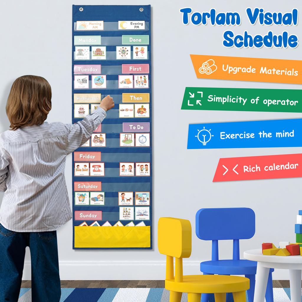 Visueller Zeitplan für Kinder Magnetische Wochenplanertafel Kleinkinder Schlafenszeit-Routine-Tabelle mit 137 Karten für Heimschulplaner