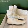 Winter Women Leather Ankle Boots Low Heels Designer Sexy Casual Walking Shoes Women 2024 Trend New Dress Cozy Warm Botas Mujer