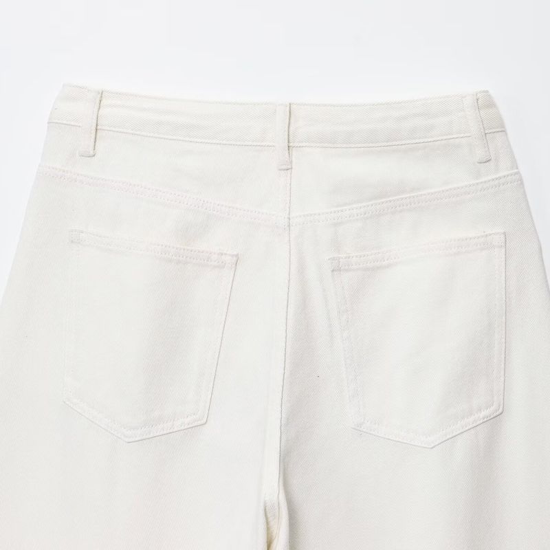 Kaslead New Women Clothes Western Style Double Placket Waist High Waist Wide Leg Jeans 3607036