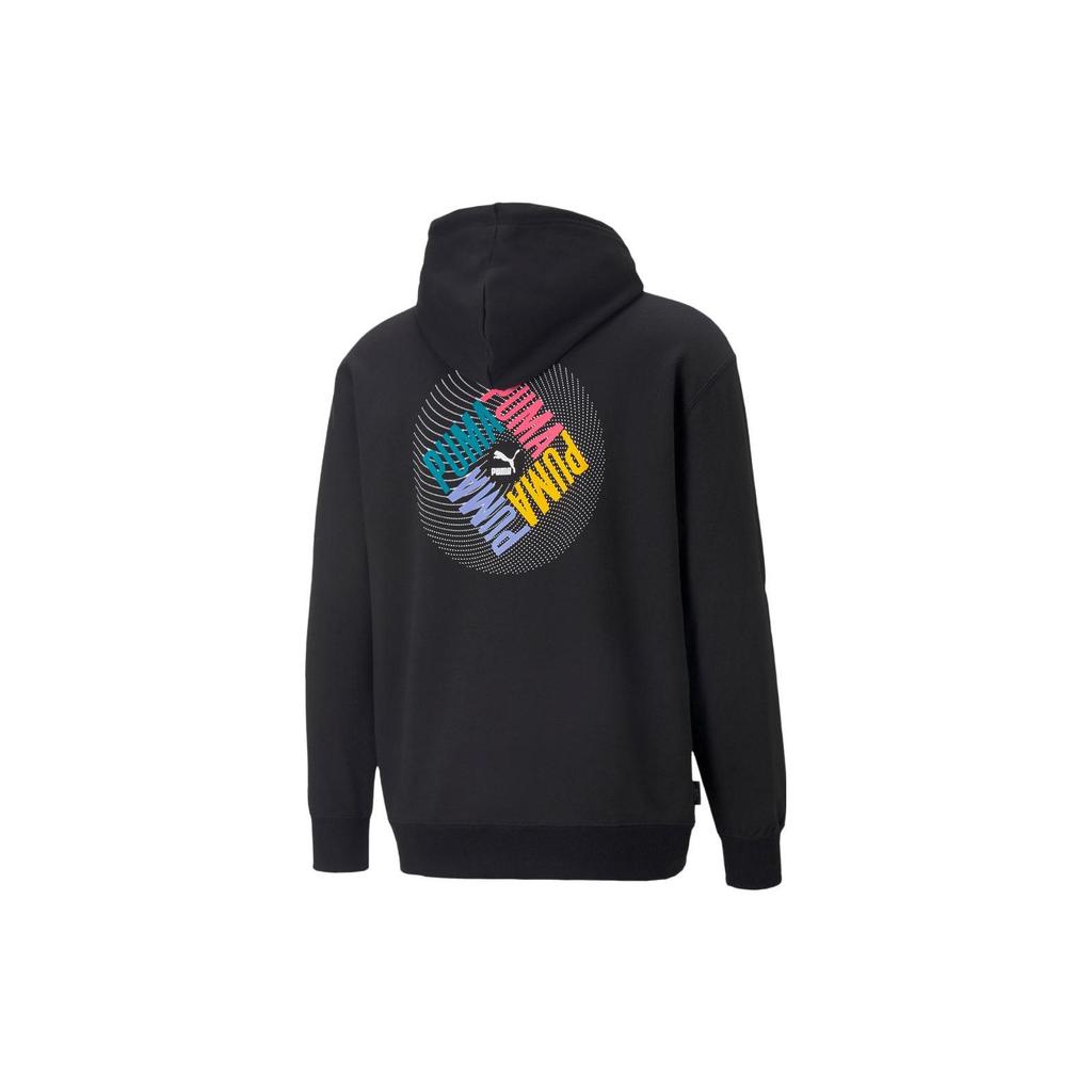 Puma Retro Letter Print Sports Casual Hoodie Men hoodies Black 537703-01