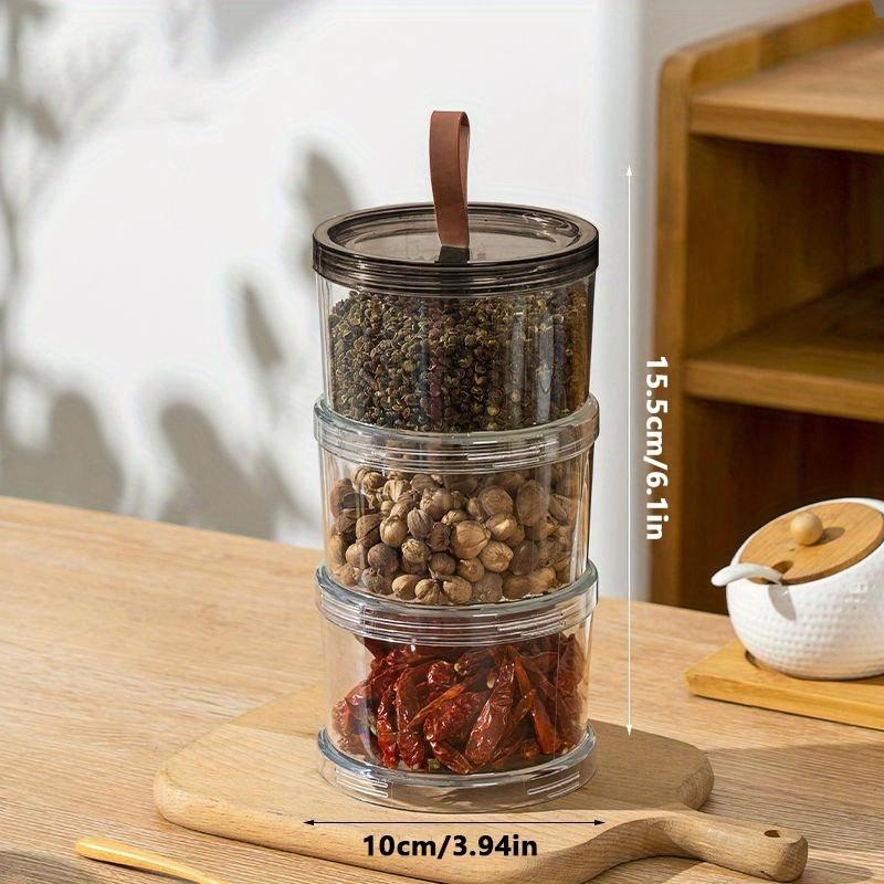 

Transparent 3-Layer Airtight Container. Food-grade Jar for Grains, Cereals & Spices. Ideal for Kitchen, Fridge or Desk.