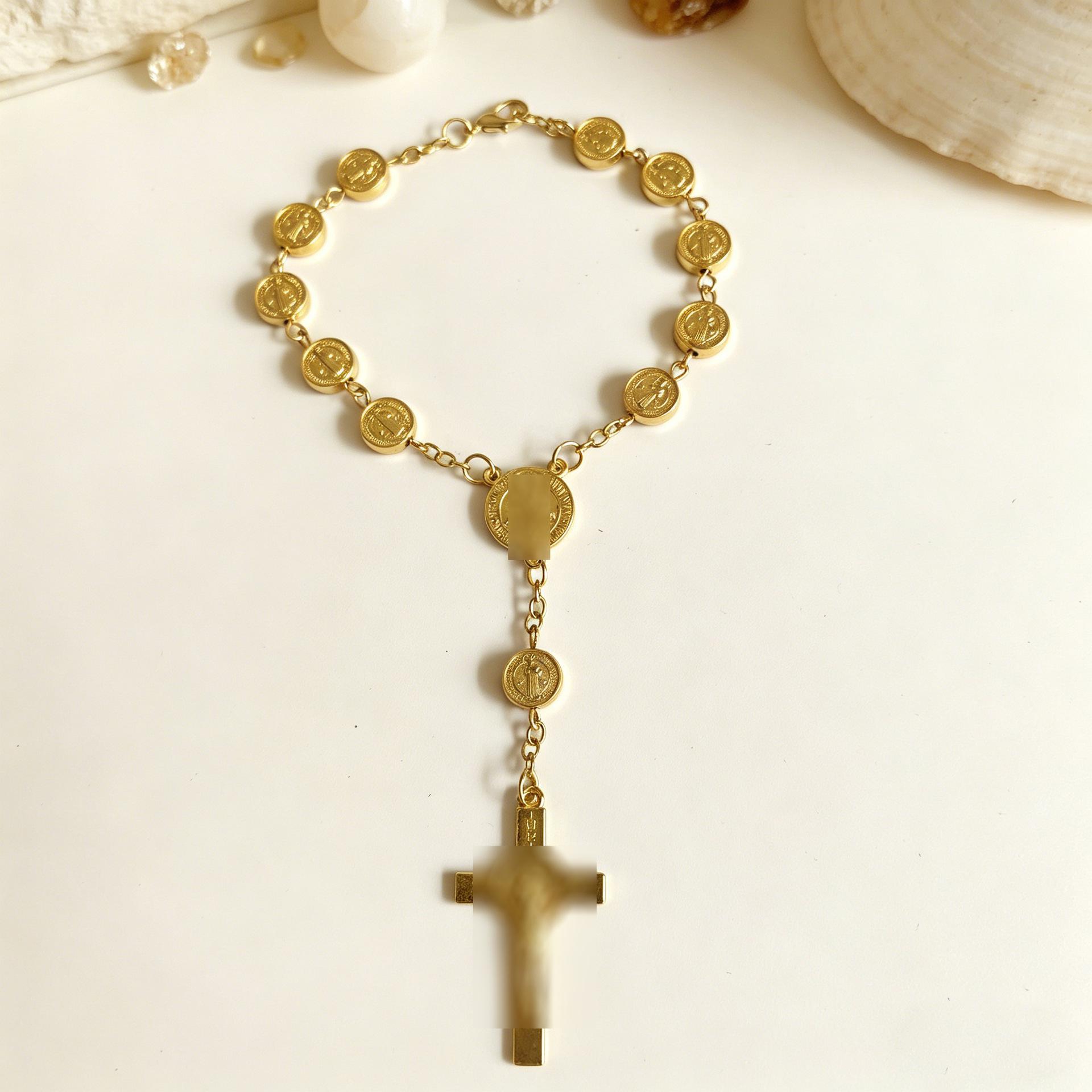 Retro Zinc Alloy Oval Virgin Mary Pendant Bracelet for Men & Women