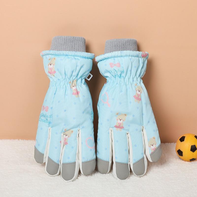 Children's Ski Gloves Winter Boys Season Cycling Girls Outdoor Fleece Thickened Water-proof Windproof Cold-resistant Gloves