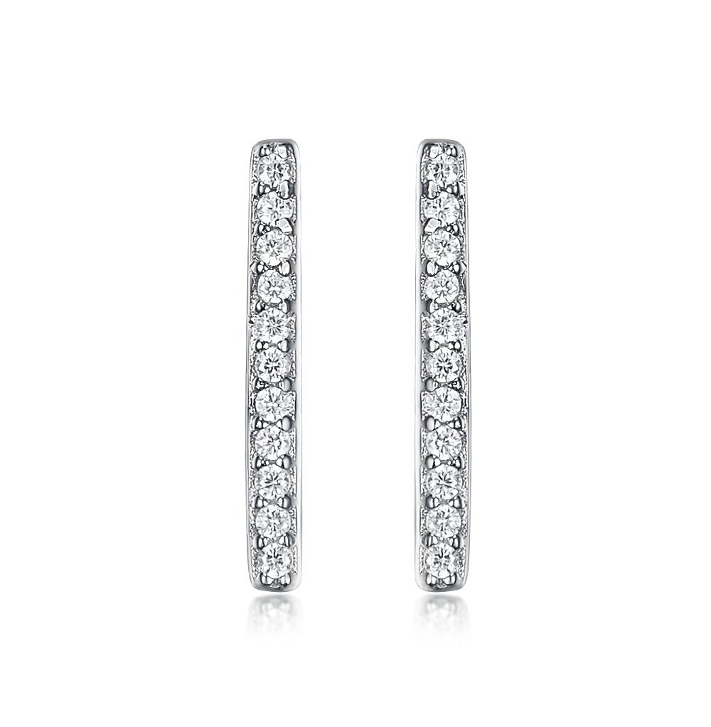 S925 Sterling Silver Zirconia Row Diamond Stud Earrings