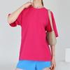Damen Einfarbig Kurzarm Frühling und Sommer Modelle von Einfarbig T-Shirt Baumwolle Kurzarm Lose Hundert Tops