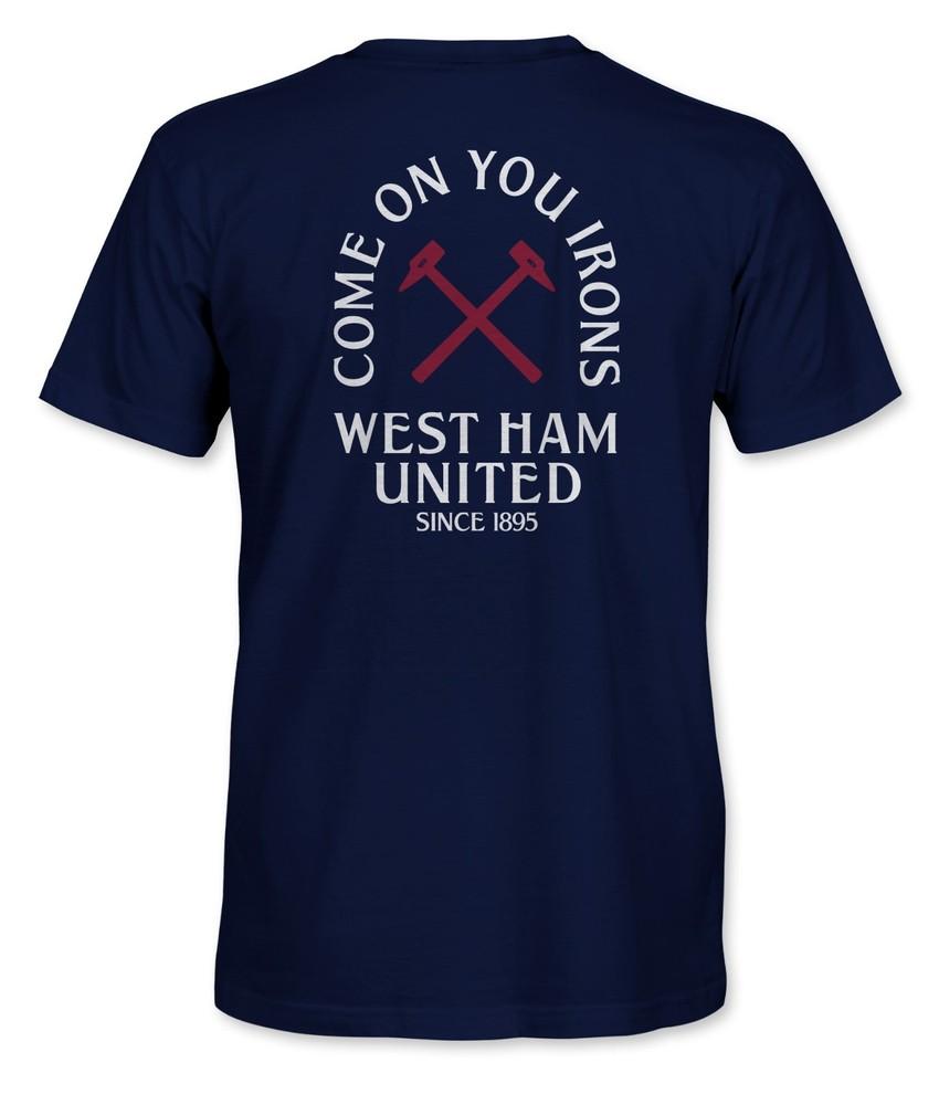 WEST HAM UNITED Истинная Слава Премиум Тяжелый Хлопок Футболка Темно-синий - 1863FC Унисекс Футболка XXXL
