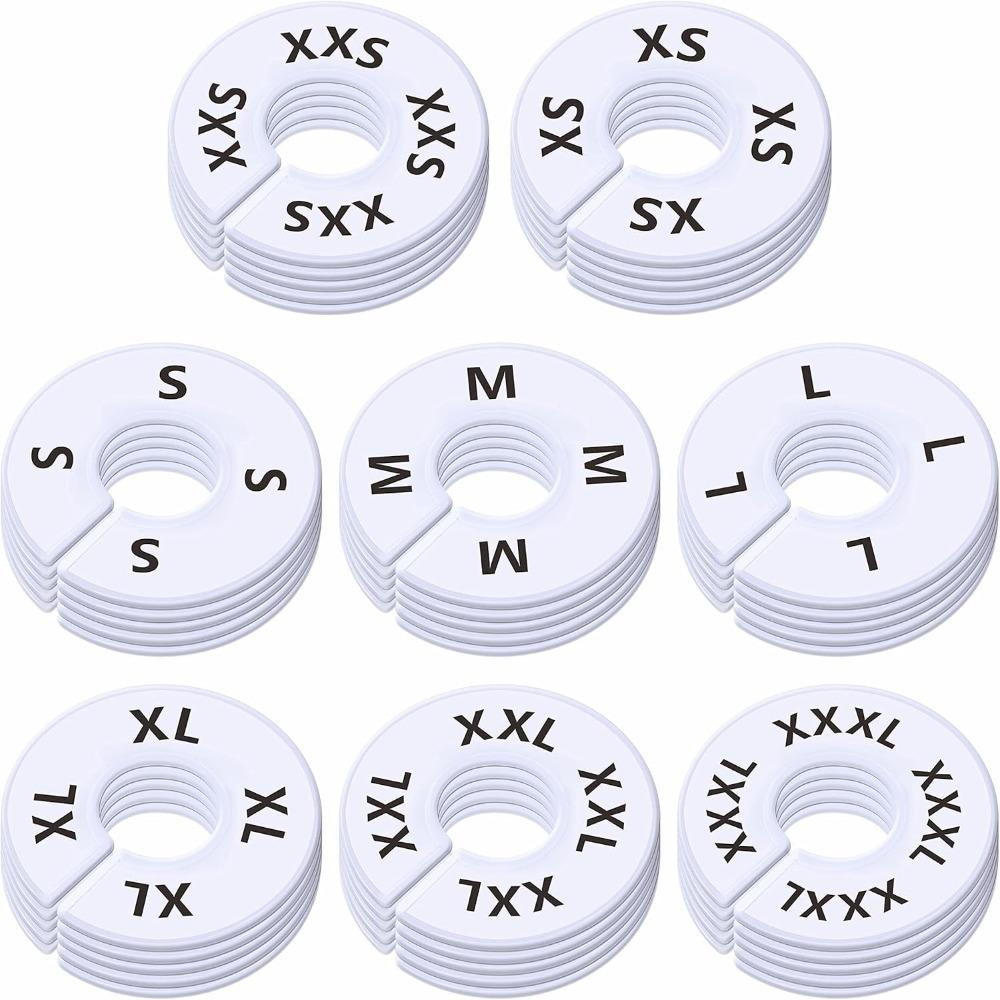8Pcs Round/Square Closet Hanger Dividers Garment Tags Clothing Size Marking Ring  Home