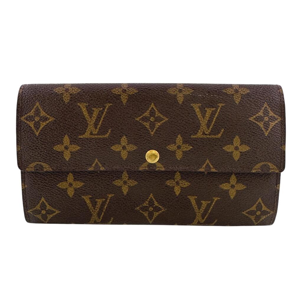 LOUIS VUITTON M61723 Monogram leather Pochette Porto MonÃ©credi Tri-fold wallet Brown leather unisex Used