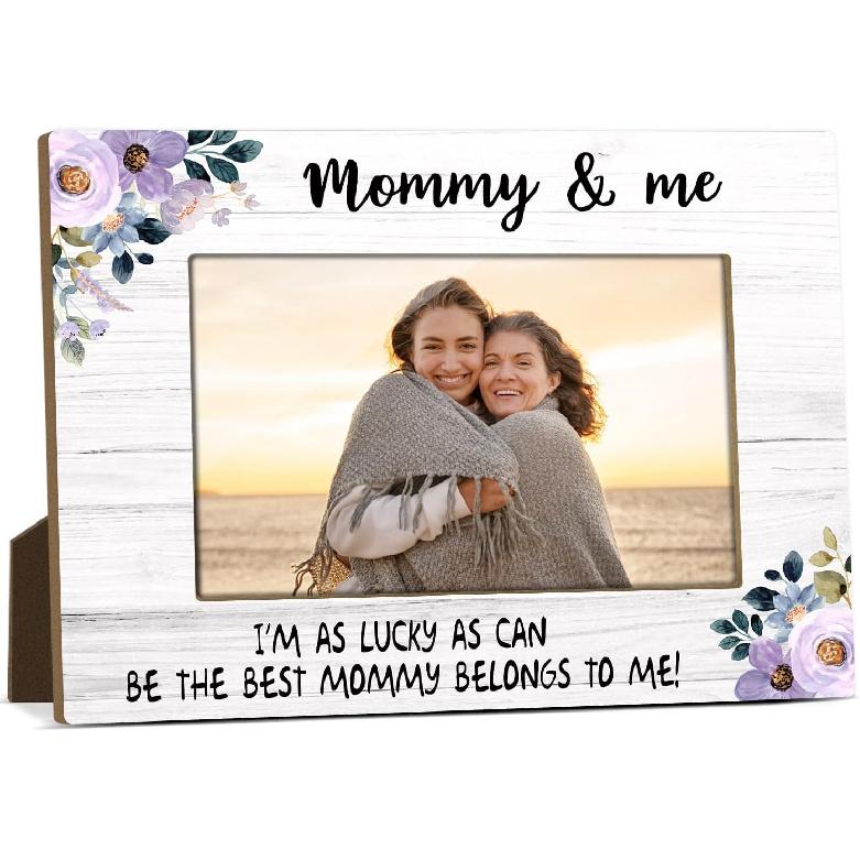 Mommy And Me Mom Picture Frame Wooden Photo Frames 4x6 for Mothers Day Picture Frame Desk Pictures Frames for Mother's Day Decorations for Mothers
