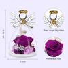 Preserved Flowers Rose in Glass Angel Figurines,Birthday Gifts for Women,Christmas Rose Gifts for Her Women Mom,Valentines Present,Purple Flowers for