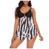 Plus Size Two Piece Swimsuit Women Tankini Set Adjustable Straps Ruched Front with Skirted Bottom Swimwear for Beach Pool
