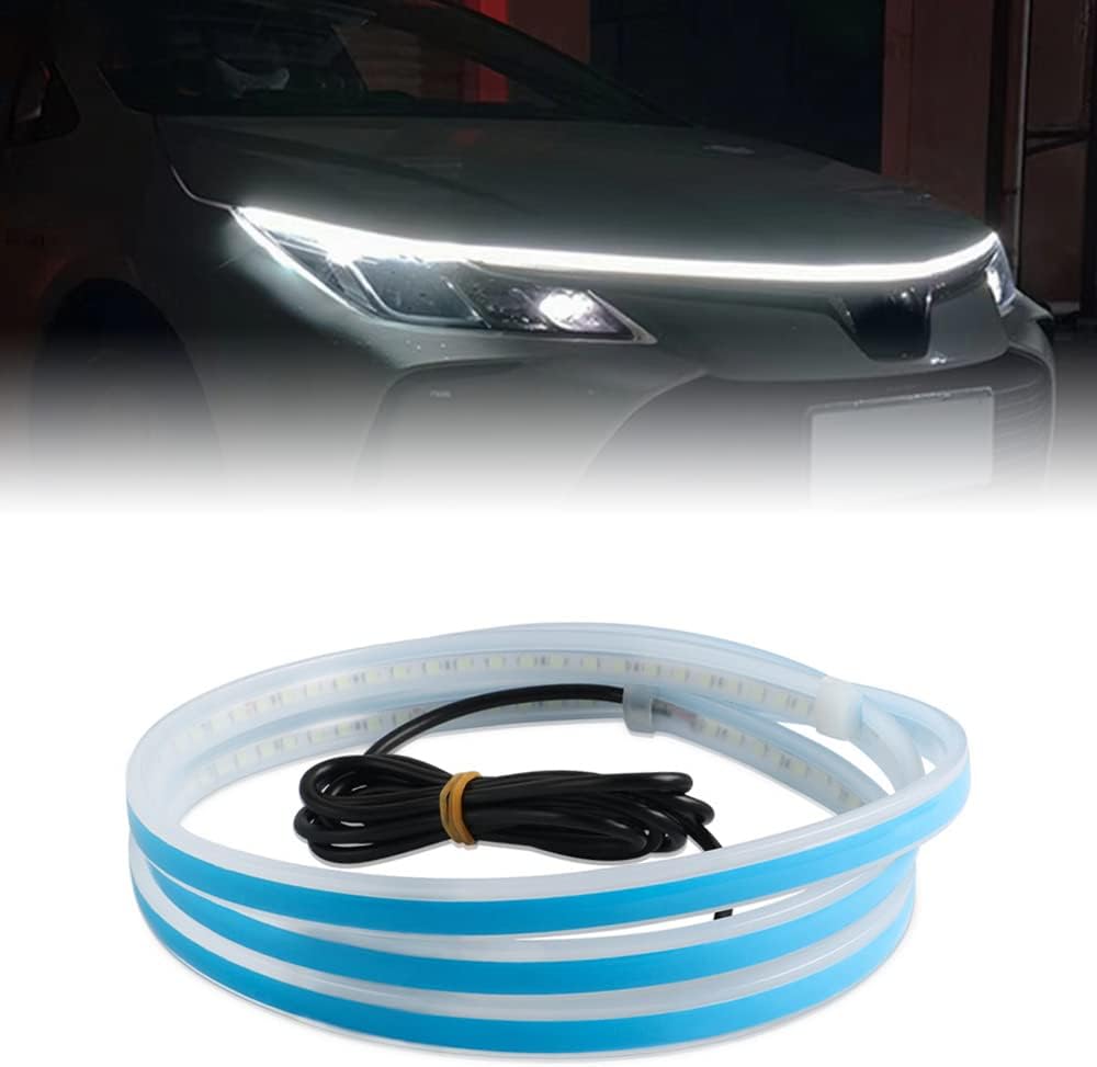 

Car Hood Led Strip Lights Car LED Lights Flexible LED Hood Light Strip Engine Hood Guide Decorative Light Bar Waterproof 150cm білий