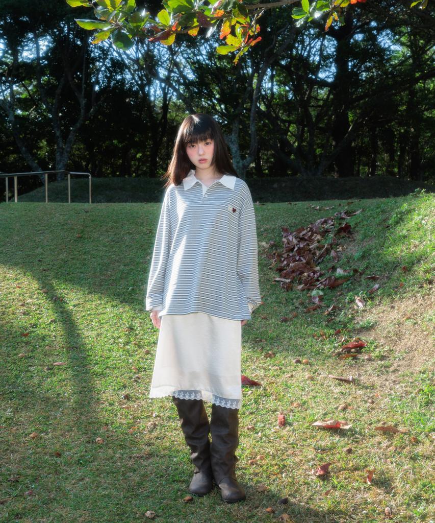 ROSEFRANTZ Stripe Collar Long Sleeve [Gray]