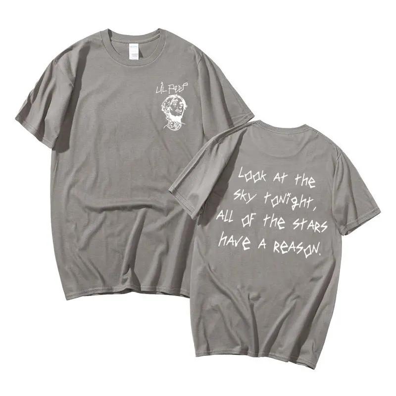 Rapper Lil Peep Look At The Sky Tonight All of The Stars Have A Reason Graphic Tshirt Men's Hip Hop Vintage Oversized T-shirts