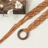 Boho Style Wax Rope Handmade Wood Ring Braided Belt Ethnic Style Dress Belt