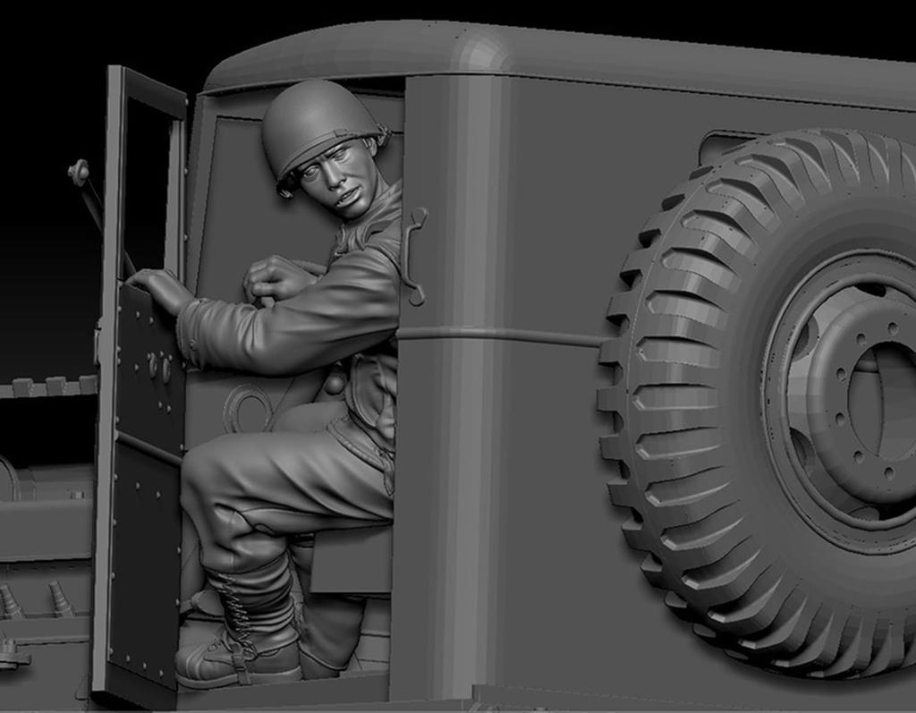 Thunder Model 1/35 Scale American/British Driver & Guide M1000 Heavy Tow Truck Hardtop Figure Set Resin Kit TBF3510 (People)