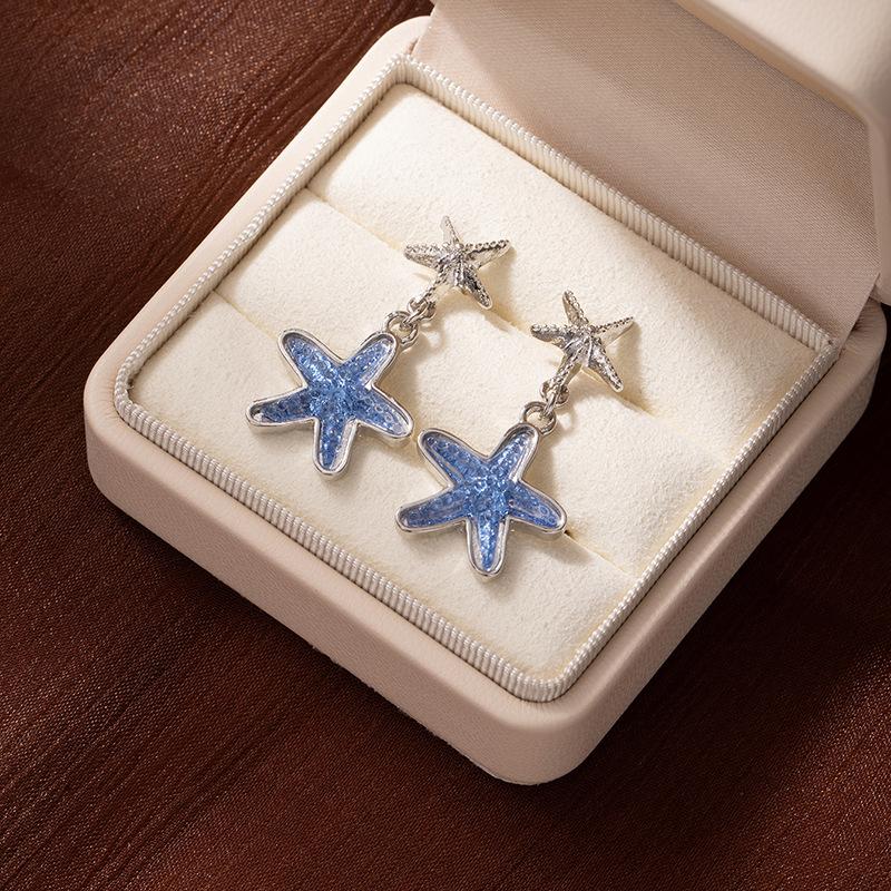 Light Luxury Earrings, Gold And Silver With Diamonds, Exaggerated Earrings, Exquisite Temperament, Shell Starfish Earrings, Advanced Sense