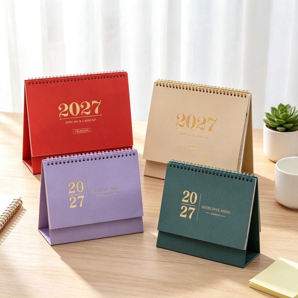 Paper 2027 Desk Calendar Morandi Color Standing Table Calendar Academic Planner Office Desk