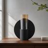 Black Metal Vase with Glass Vessel Decorative Sculptural Sleek