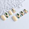 24Pieces Christmas Party Artificial Nail Green Red Tree Press On Nail ABS Material No Glues Needed Nail Art