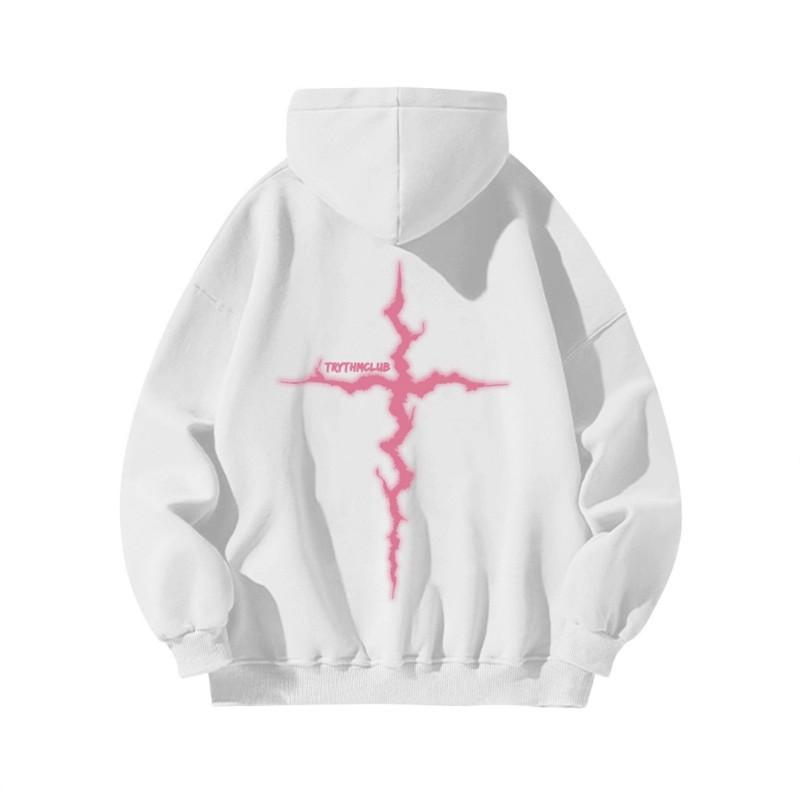 Unisex Kapuzenpullover Mit Blitz-Print Lockerer Sitz Winterlich Warm Fleecegefüttert Streetwear Teenager