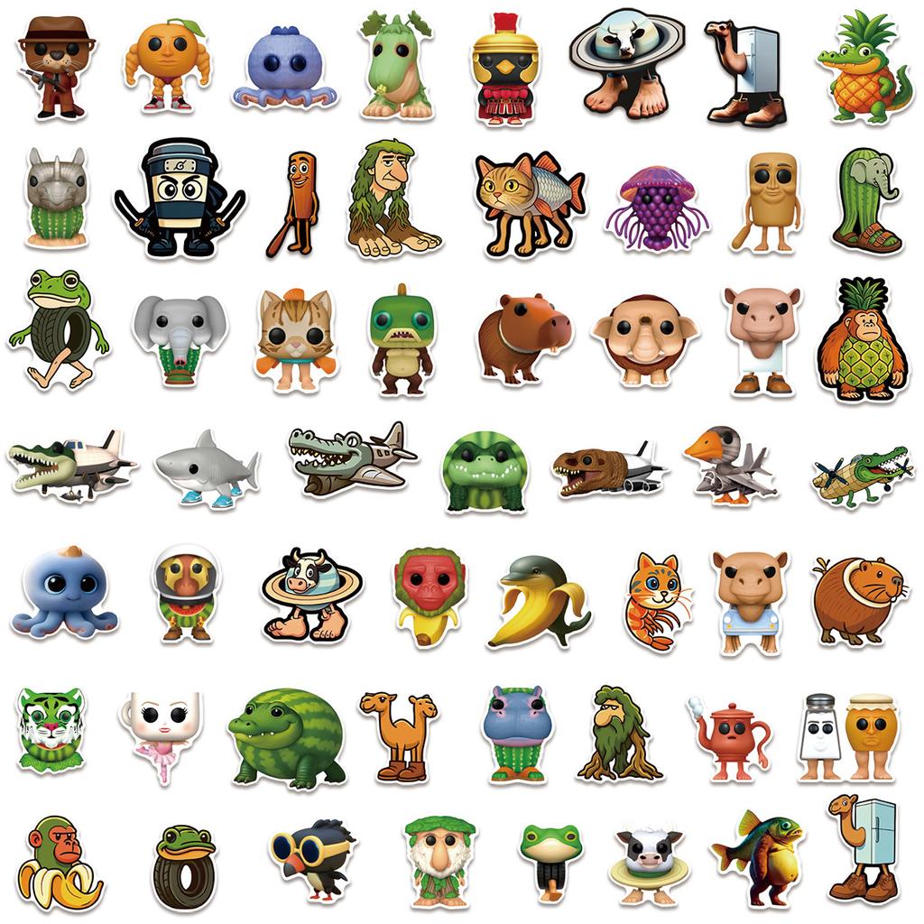 Set di 55 Pezzi Adesivi Tung Tung Sahur Italian Brainrot per Laptop Borraccia Casco Telefono Skateboard Quaderno Fai da Te Decalcomanie Divertenti