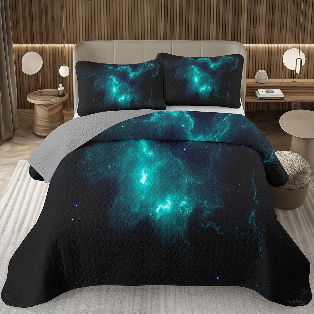 Galaxy Bedding Set Twin Queen Size for Girls Boys Teens Room Decor, Starry Sky Bedspread, Cosmos Nebula Trippy Quilted Coverlet