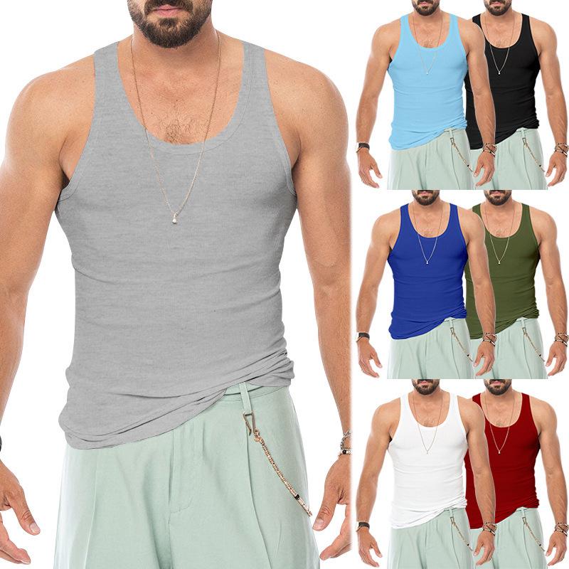 Temu Summer 2025 Men's V-Neck Sleeveless Fitness Vest