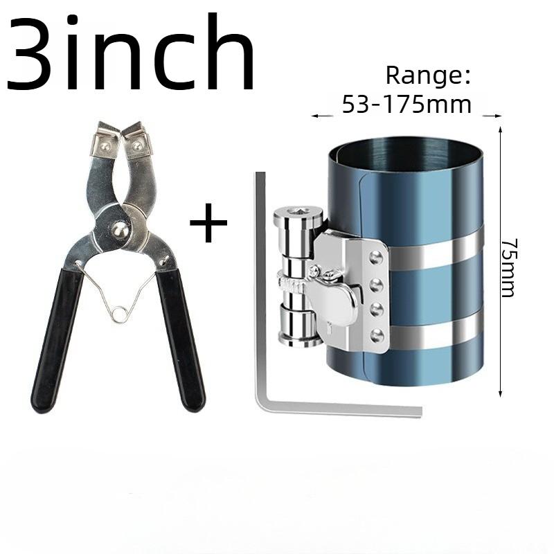 1set Car Engine Piston Ring Installer Removal Kit Piston Ring Compressor Tool  Adjustable Sizes with Piston Installer Plier