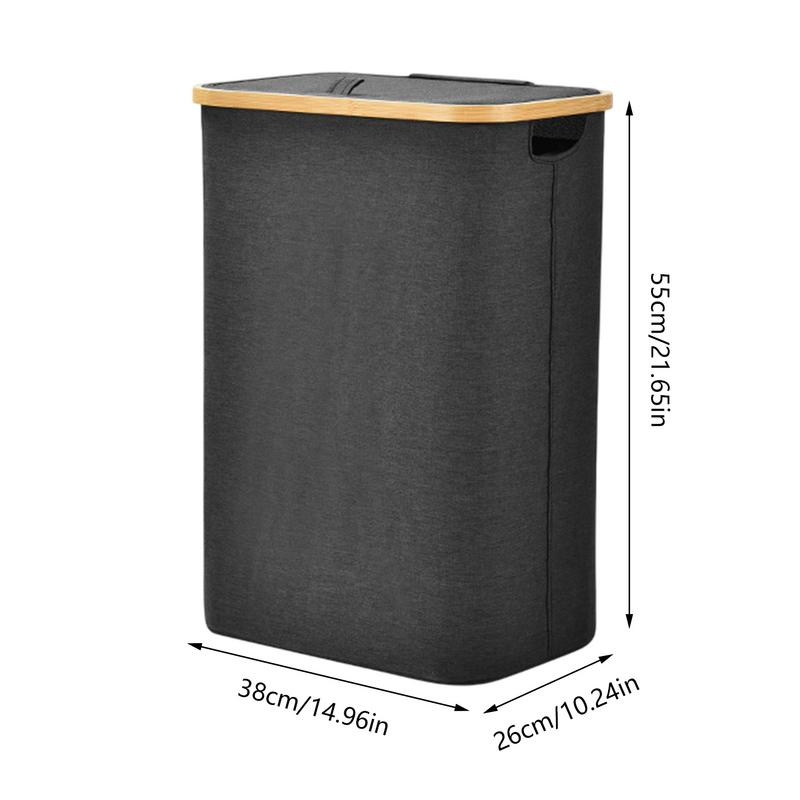 Covered Laundry Basket Large Capacity Dirty Clothes Hamper Narrow Laundry Hamper With Lid 55L Clothes Basket With Handles For