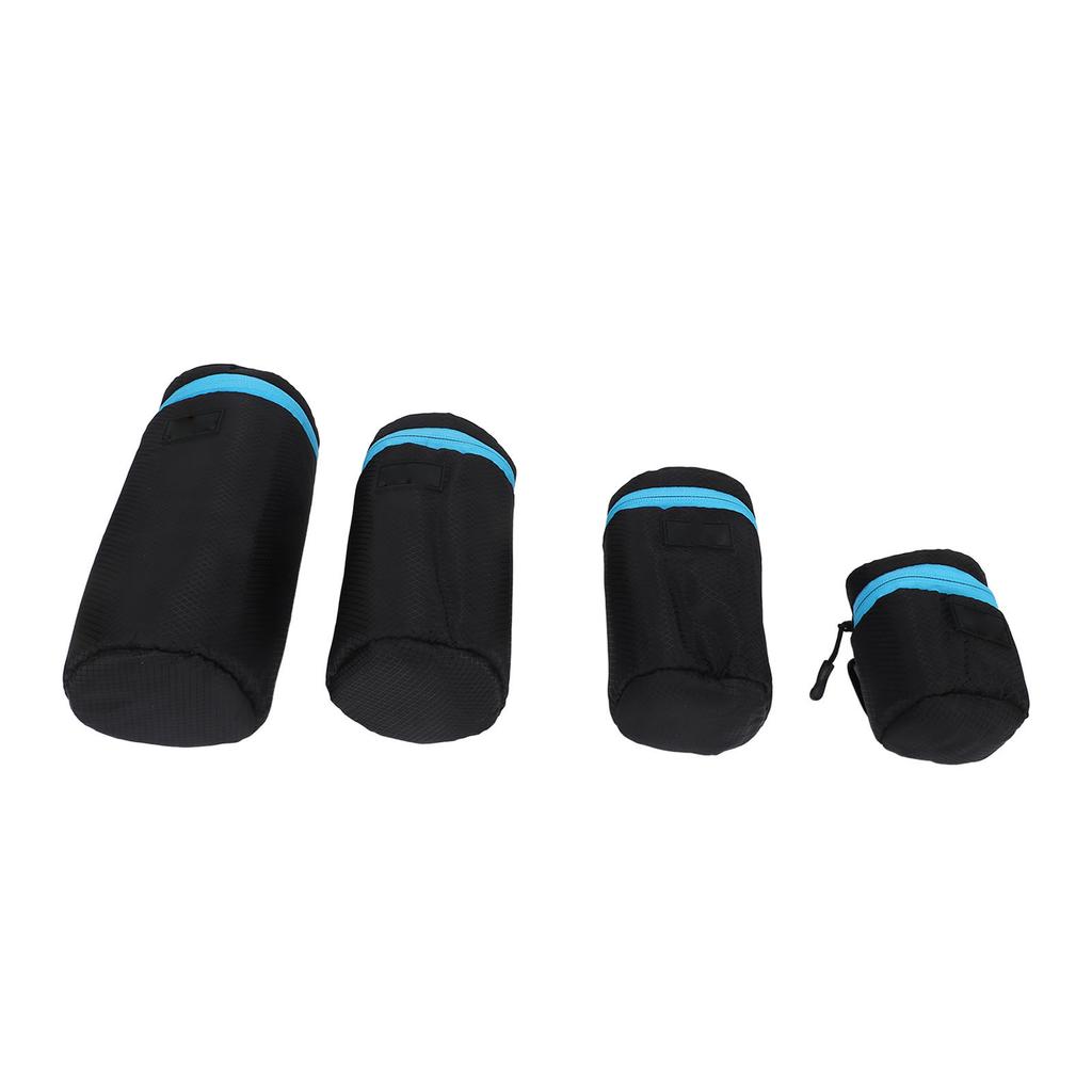 4Pcs DSLR Camera Lens Pouch Neoprene Waterproof Lens Bag Case with Zipper Metal Buckle