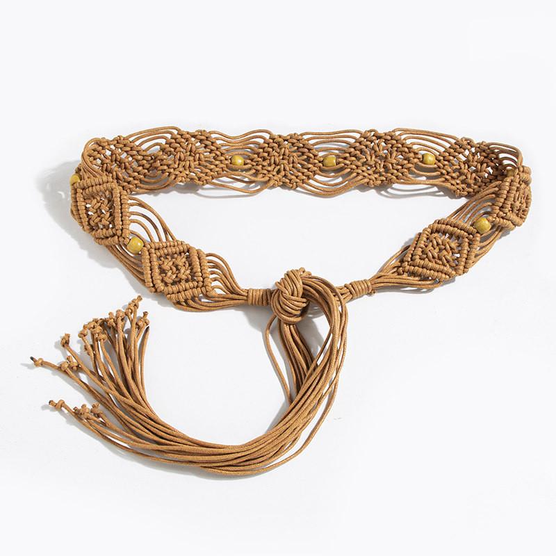 Resort Waist Bohemian Belt With Handmade Beaded Weaving For Womens Style Summer