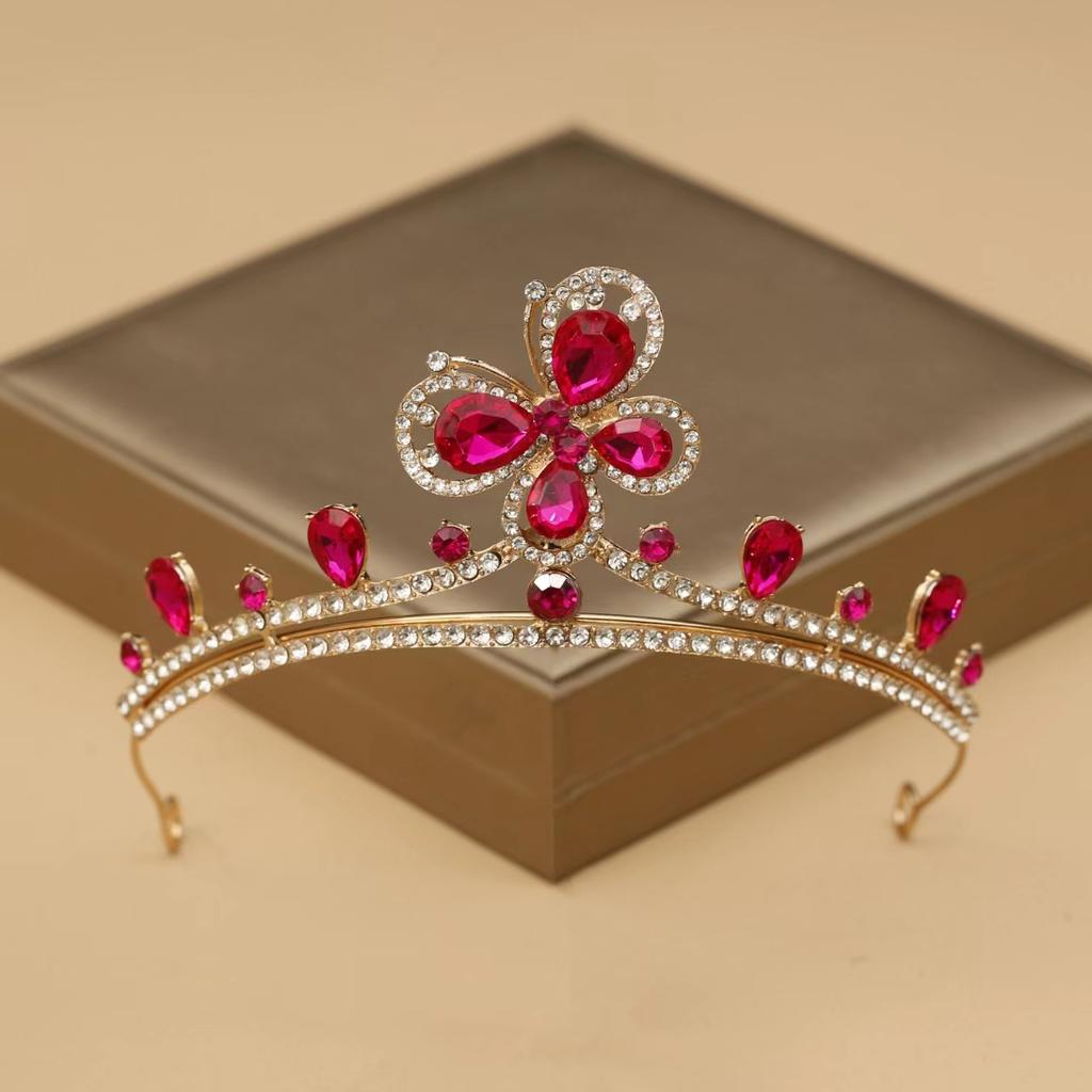 1pc Fashion Geometric Jewelry Hair Accessory With Crystal Flowers Sweet Romantic Suitable Banquets Parties Women'S Simple Crown