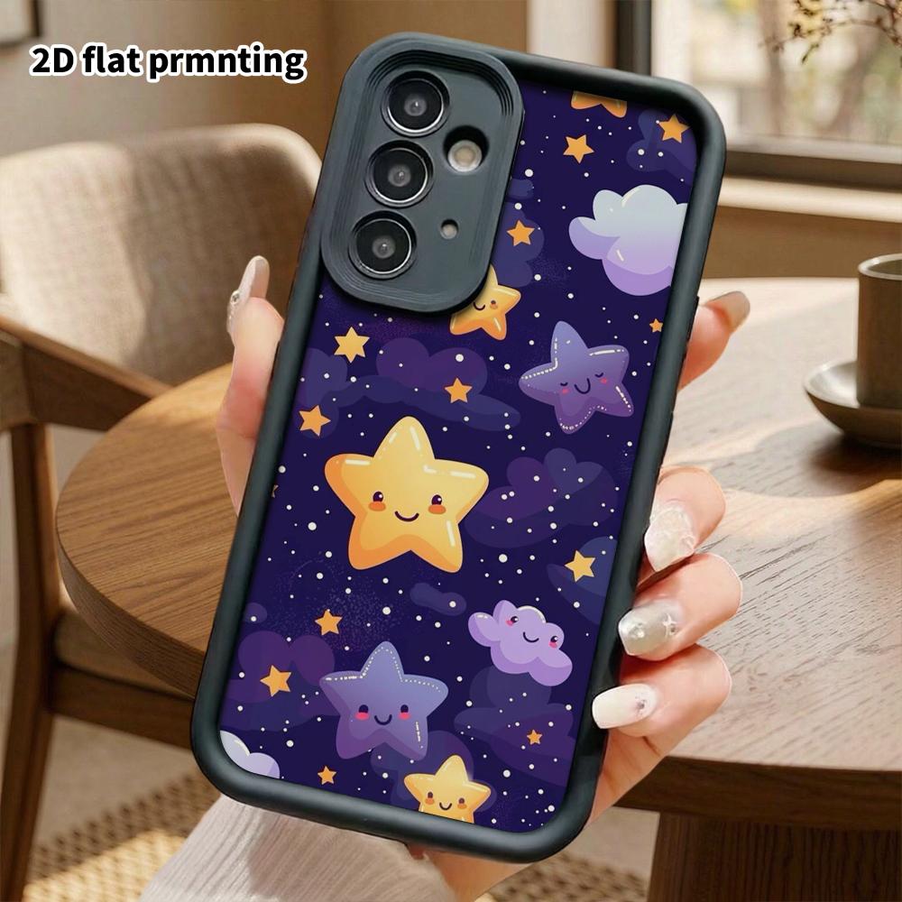 Phone Case: 2D Flat Samsung Galaxy A34 A35 M05 M06 S20 S22 S21 FE Plus 5G Tiered Protective Case, Stars and Moon, Christmas and Halloween Gift