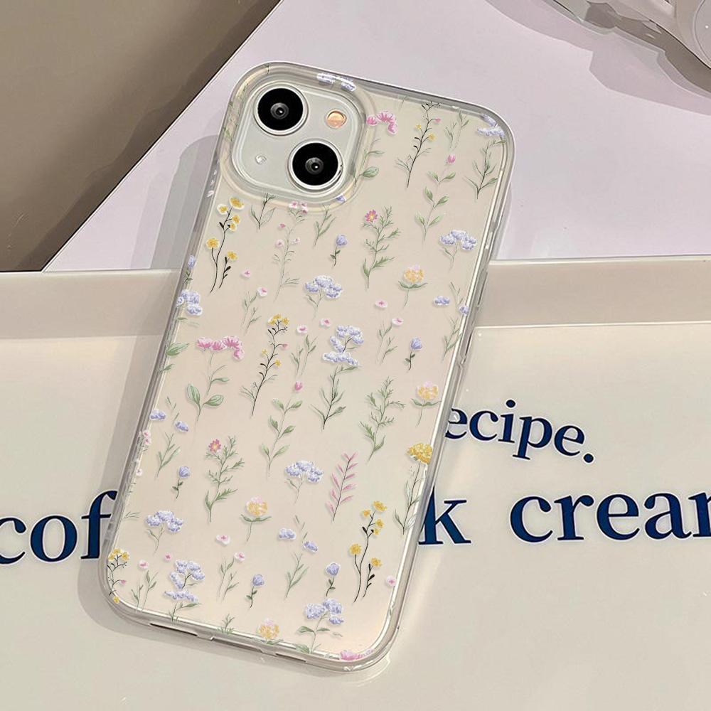 Mobile Phone Cases for iPhone 11 13 15 Pro Max 12 14 Pro Max Case iPhone 16 15 Plus 13 Pro 12 Frosted Texture Painted Cartoon Flowers
