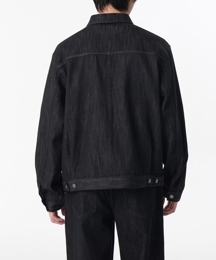 Musinsa Standard Linen-Like Minimal Denim Trucker Jacket [Raw Black]
