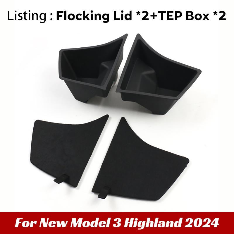 For 2024 Tesla Model 3 highland Rear Trunk Left Side Storage Box with Cover Tail Boot Organizer Partition Decoration Accessories