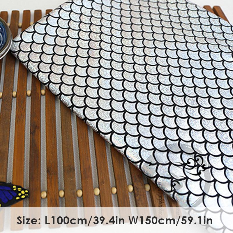1/2/3M Laser Fish Scale Bronzing Fabric Spandex 4 Ways Stretch Fabric For Diy Sewing Dancer Swimwear Stage Performance Clothes