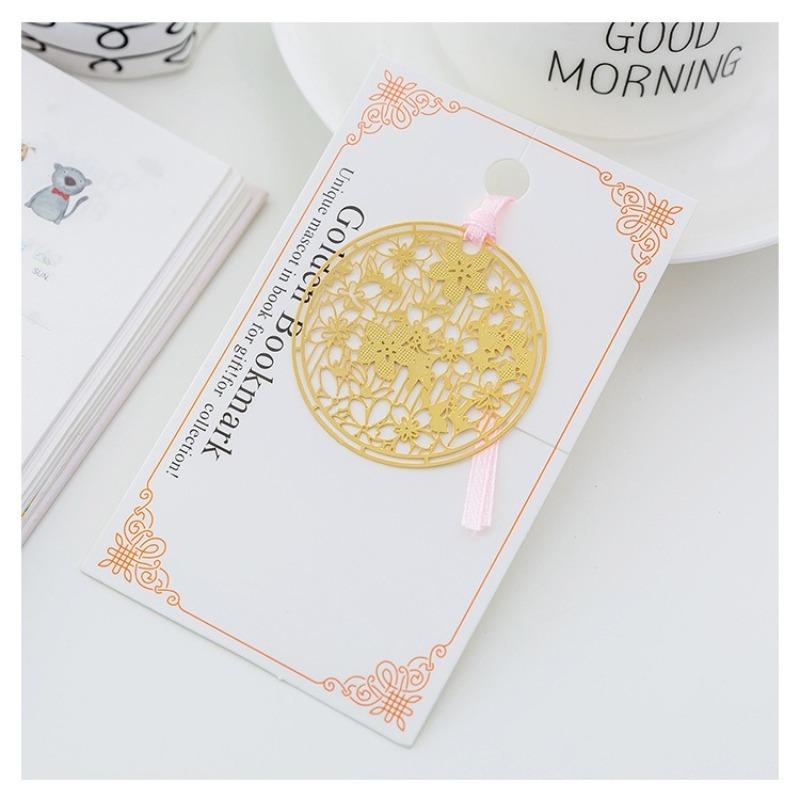 1Pc Golden Retro Art Metal Plant Vein Bookmark with Tassel Reading Book Accessories Index Tab Fringe Gift for Teachers Students