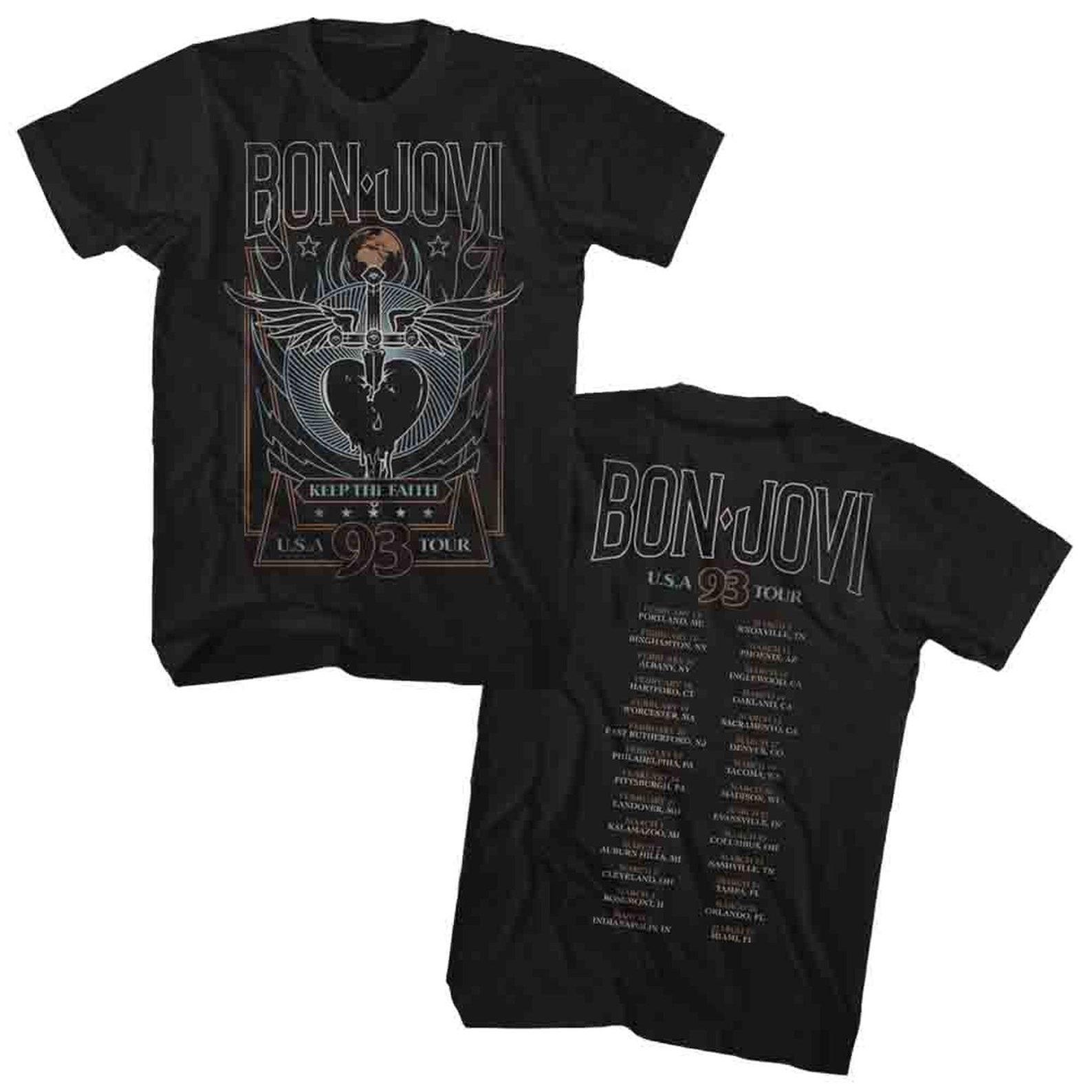 Bon Jovi  93 Tour Black Adult T-Shirt 4XL