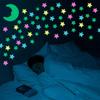 Autocollants de plafond phosphorescents Autocollants étoile pour plafond 100 pièces Décor lune et étoiles Autocollants muraux luminescents Amovibles Enfants