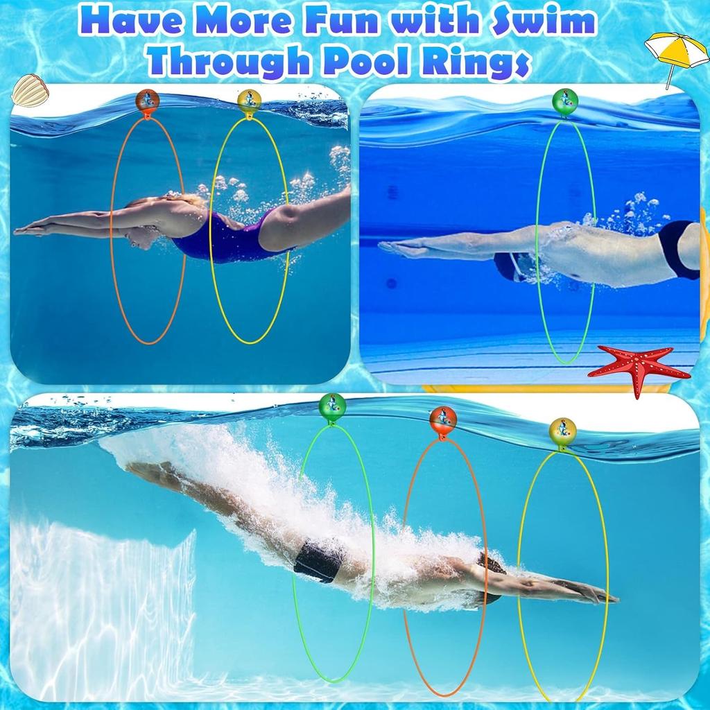 Pool Diving Swim Thru Rings Toys for Kids High Stability No Assembly Required Pool Toy Swim Hoops Underwater Swim Thru Diving Ring Water Training