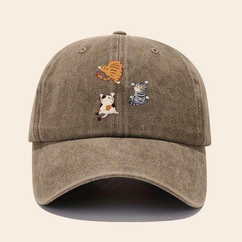 The Cute Style Of The Three Cat Printed Baseball Cap Is Suitable For Daily Leisure Loose, Comfortable And Adjustable