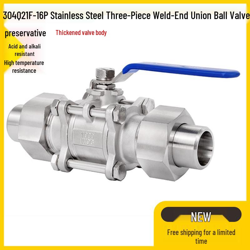 

Q21F-16P 3-Piece Welded Socket Ball Valve Water Switch 304 Stainless Steel 316 Union Butt Weld DN25 304 DN15 (1/2 inch) L157