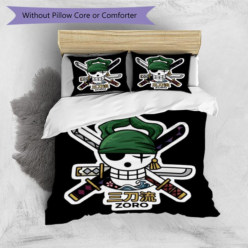 3pcs Duvet Cover Set (1*Duvet Cover + 2*Pillowcase, Without Core), Roronoa Zoro Print Bedding Set, Bedroom Decor, All‑Season, Gift