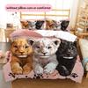 Little Lion Pattern Bedding Home Decoration Birthday Gift (1 * duvet cover + 2 * pillowcase, without core)