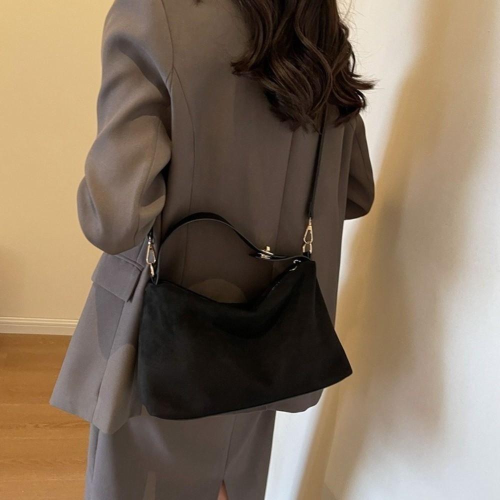 Vintage Solid Color Underarm Bag Large Capacity PU Leather Crossbody Bag Shoulder Bag Women